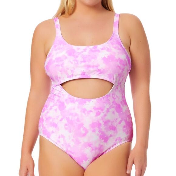 Macy’s California California Waves Pink Tie Dye Peek A Boo One Piece Swimsuit L - Picture 5 of 5